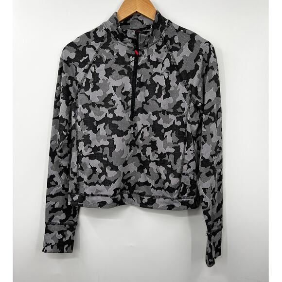 Spyder Active Women's Pullover Camo Half Zip Mock Neck Top‎ Gray Size M NWOT - Picture 1 of 8